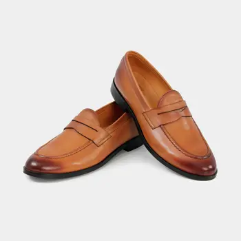 کفش چرمی رسمی مردانه عسلی